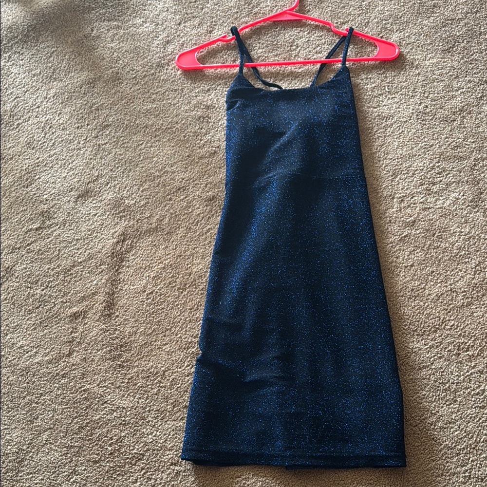 FV RELAY Blue Glitter Mini Dress
